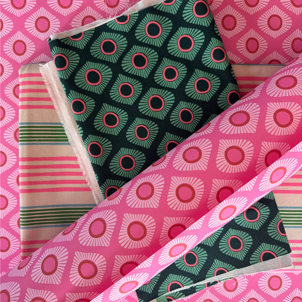 BRIGHTON BEACH FABRIC - PINK /GREEN / CREAM