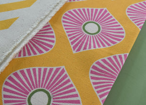 yellow and pink fabric