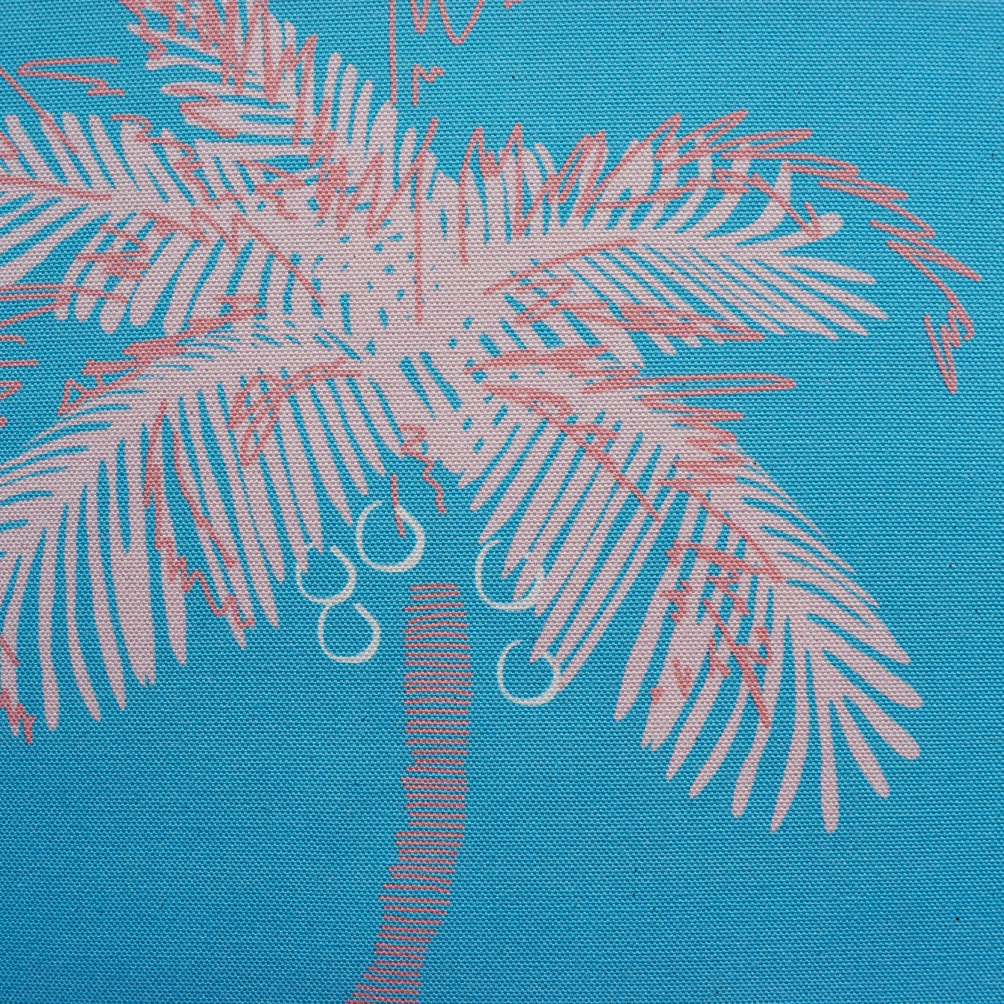 Pigeons and Palms Azure Fabric