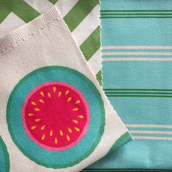 BRIGHTON BEACH FABRIC - BLUE / CREAM / GREEN