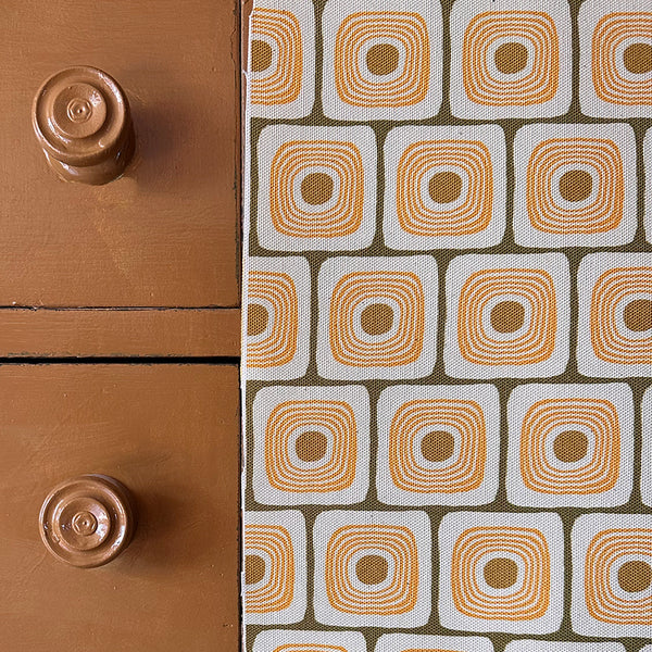 SQUARE EYES FABRIC - CREAM / MUSTARD