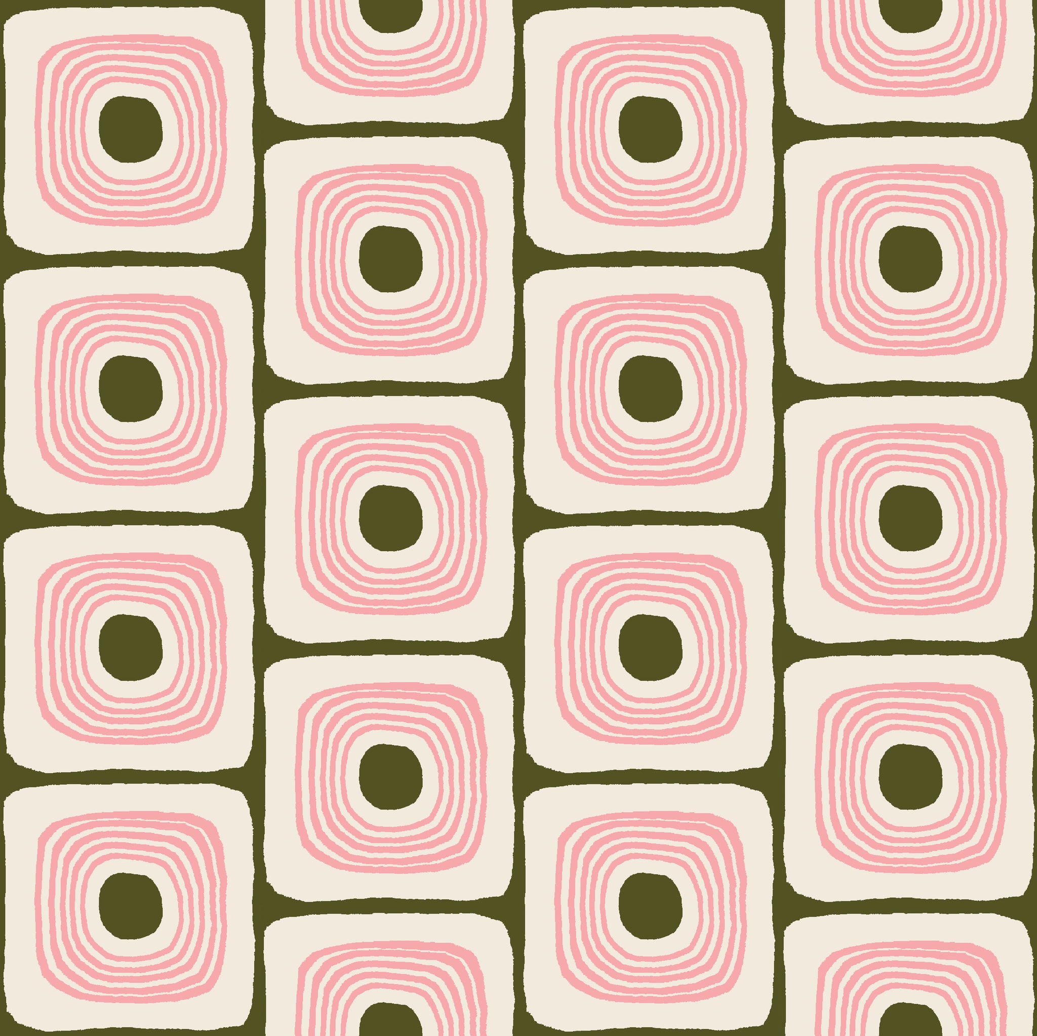 SQUARE EYES FABRIC - CREAM / PINK