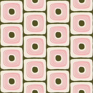 SQUARE EYES FABRIC - CREAM / PINK