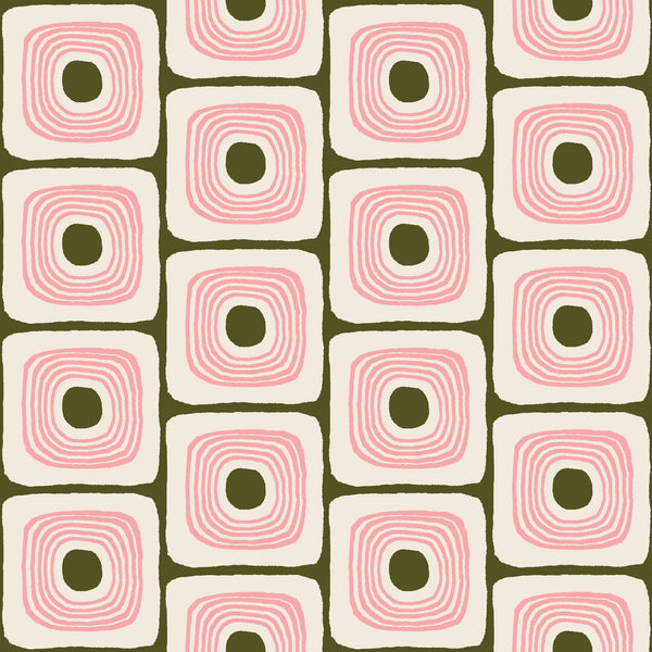 SQUARE EYES FABRIC - CREAM / PINK
