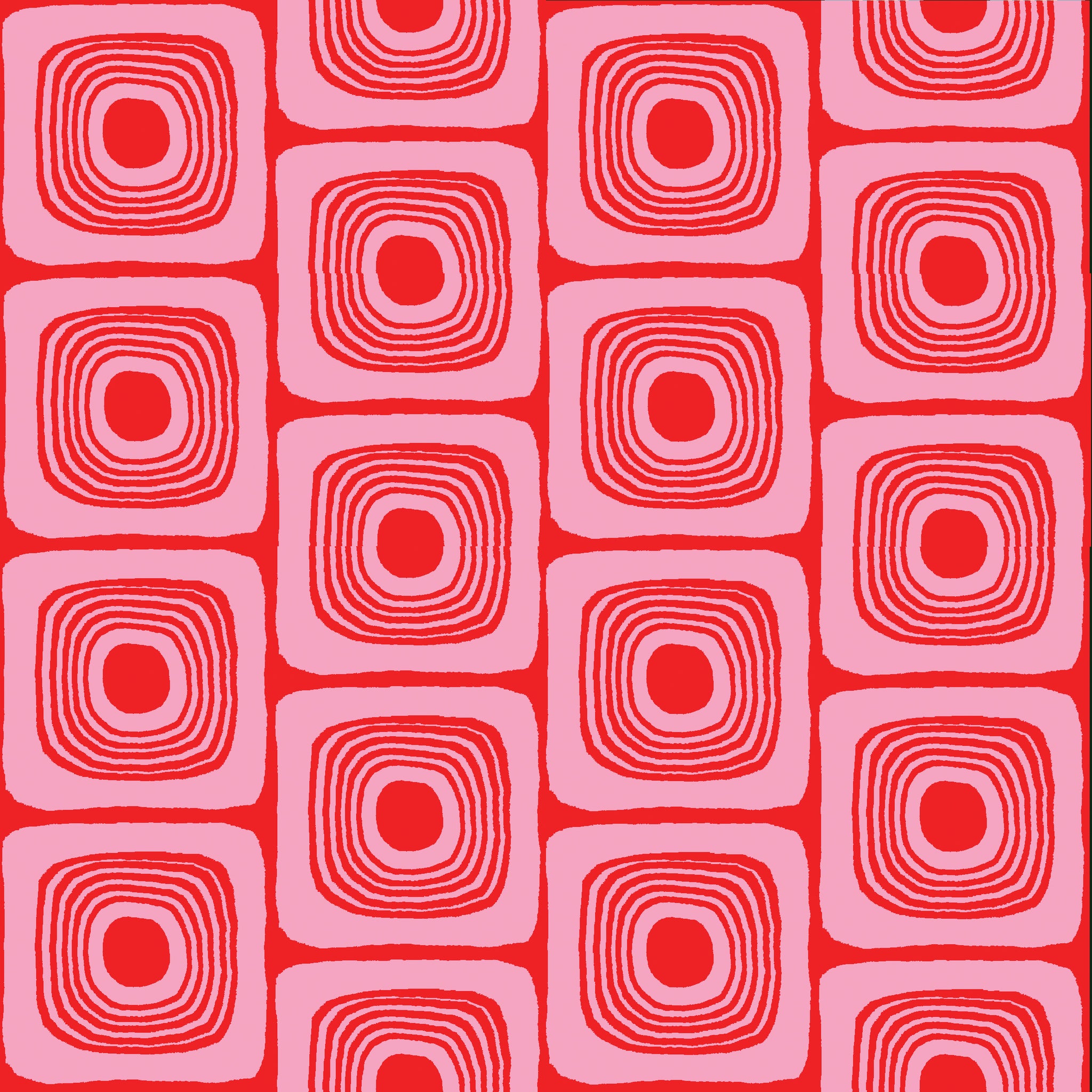 SQUARE EYES FABRIC - PINK / RED