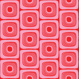 SQUARE EYES FABRIC - PINK / RED