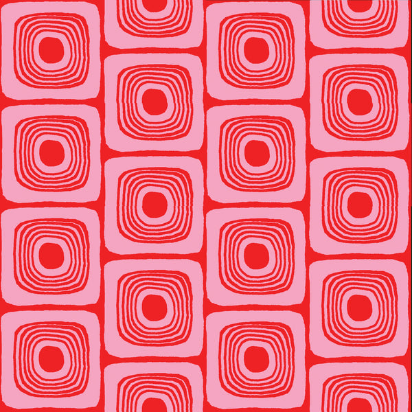 SQUARE EYES FABRIC - PINK / RED