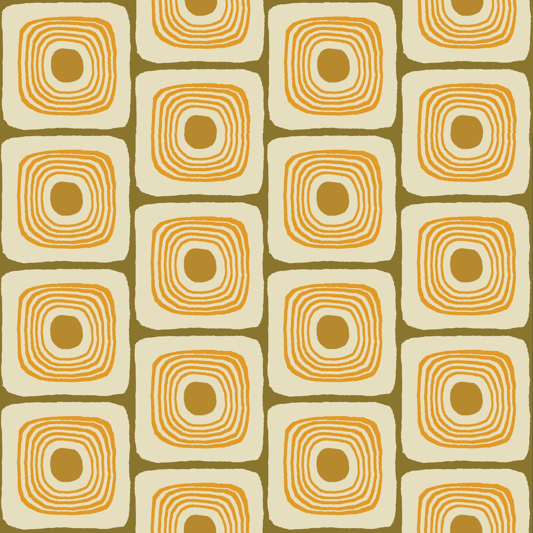 SQUARE EYES FABRIC - CREAM / MUSTARD