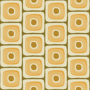 SQUARE EYES FABRIC - CREAM / MUSTARD