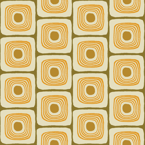 SQUARE EYES FABRIC - CREAM / MUSTARD