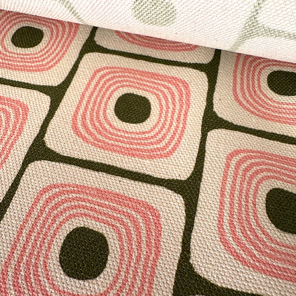SQUARE EYES FABRIC - CREAM / PINK