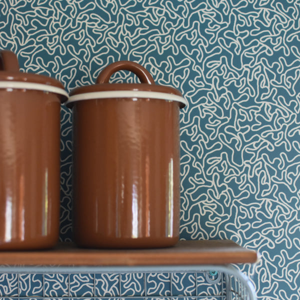 HOPE IS  CORAL - TEAL / CREAM WALLPAPER