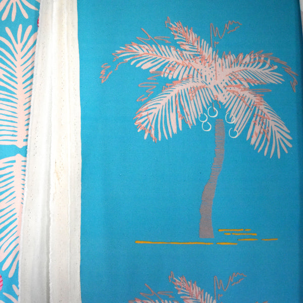 Pigeons and Palms Azure Fabric