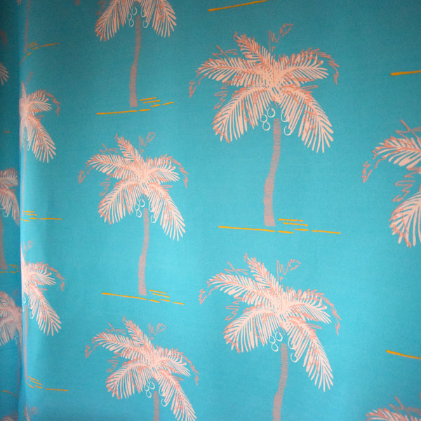 Pigeons and Palms Azure Fabric