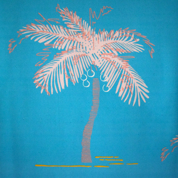 Pigeons and Palms Azure Fabric