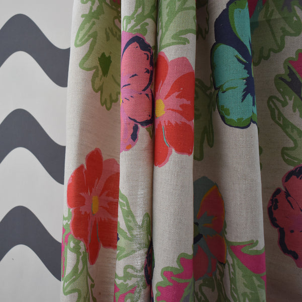 PEONIES NATURAL FABRIC